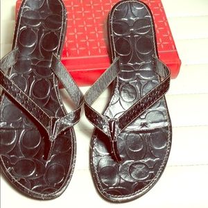 COACH black cadee flip flops